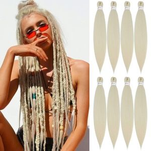 Spetra Platinum Blonde Pre Stretched Braiding Hair Extensions 24 Inch - 8 Bundle